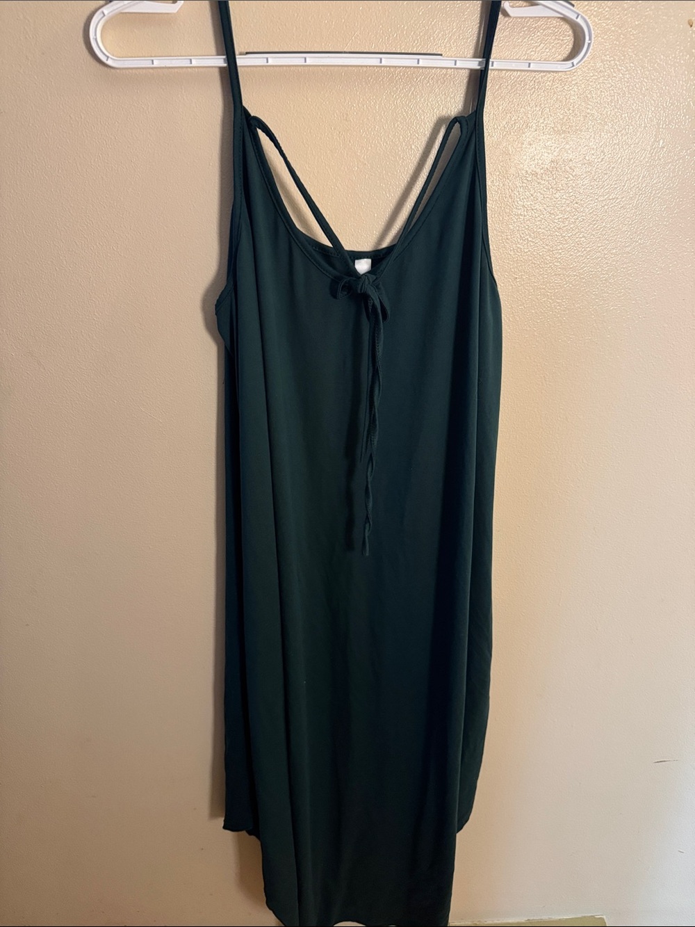 Women's Dark Green Slip Nightdress with Spaghetti Straps